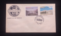 C) 1997. PARAGUAY. FDC. GLOBE. DOUBLE STAMPS OF HERITAGE BUILDINGS. XF - Paraguay