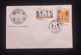 C) 1994. PARAGUAY. FDC. GLOBE. DOUBLE CHRISTMAS STAMPS OF PARAGUAYAN CRAFTSMANSHIP IN CERAMIC. XF - Paraguay