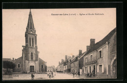 CPA Ouzouer-sur-Loire, Eglise Et Route Nationale  - Ouzouer Sur Loire