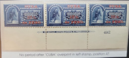 O) 1899  CUBA, BOTOM, PLATE  CONTAINING, THE LEFT MINT THE OTHER 2 MNH, SPECIAL DELIVERY STAMP - MESSENGER RUNNING - Altri & Non Classificati