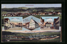 AK Münsingen, Panorama, Bahnhofstrasse, Partie Mit Rathaus, Hauptstrasse  - Münsingen