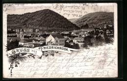 Vorläufer-Lithographie Friedrichroda, 1895, Panoramablick Auf Die Ortschaft  - Friedrichroda