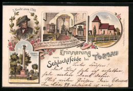 Lithographie Torgau, Denkmal Bei Süplitz, Kirche Z. Elsnig, Innenansicht  - Torgau