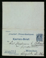 Klapp-AK München, Courier, Private Stadtpost, Karten-Brief  - Briefmarken (Abbildungen)
