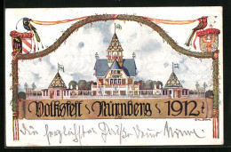 AK Ganzsache Bayern PP27C43 /01, Nürnberg, Volksfest 1912  - Tarjetas