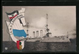 AK Kriegsschiff SMS Augsburg Vor Küste  - Warships