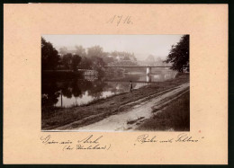 Fotografie Brück & Sohn Meissen, Ansicht Aich Bei Karlsbad, Blick Auf Die Brücke Mit Schloss  - Places