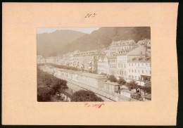 Fotografie Brück & Sohn Meissen, Ansicht Karlsbad, Blick In Die Alte Wiese Mit Hotels Drei Staffeln, Mozart, Strauss  - Places