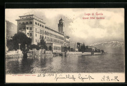 Cartolina Gardone B. Lago Di Garda, Grand Hotel Gardone Mit Uferpartie  - Autres & Non Classés