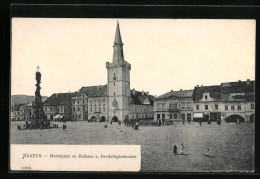 AK Kaaden, Marktplatz Mit Rathaus Und Dreifaltigkeitssäule  - Repubblica Ceca