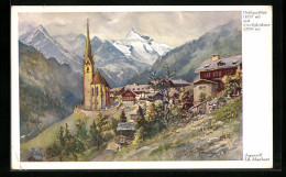 Künstler-AK Eduard Manhart: Heiligenblut, Ortsansicht Gegen Grossglockner  - Other & Unclassified