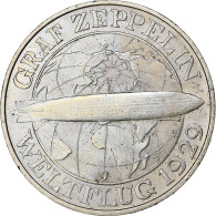 Allemagne, République De Weimar, 3 Mark, Graf Zeppelin, 1930, Hamburg, Argent - 3 Mark & 3 Reichsmark