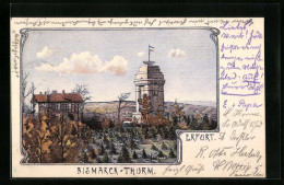 Künstler-AK Erfurt, Bismarck-Thurm Mit Jungen Tannen Und Haus  - Erfurt