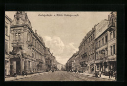 AK Ludwigshafen A. Rh., Ludwigsstrasse Mit Geschäften  - Ludwigshafen