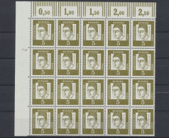 Deutschland, MiNr. 347 X, 20er Bogenteil, Ecke Links Oben 2, Postfrisch - Neufs