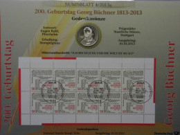 BRD, Numisblatt 4/2013, 200. Geb. V. Georg Büchner - Autres & Non Classés