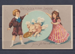Kinder Mit Glücksschwein, Viel Glück Im Neuen Jahre - Nouvel An