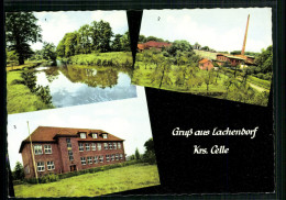 Lachendorf Krs. Celle, Partie An Der Lachte, Papierfabrik, Schule - Autres & Non Classés