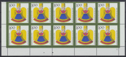 Deutschland (BRD), MiNr. 1487, 10er Bogenteil, Formnummer 1, Postfrisch - Unused Stamps