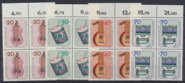Berlin, MiNr. 459-462, Viererblöcke, Oberränder, Postfrisch - Ungebraucht