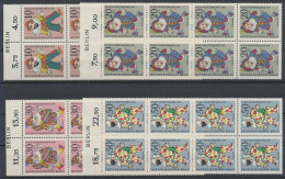 Berlin, MiNr. 373-376, 8er Bogenteile, OR, Randzudruck Berlin, Postfrisch - Unused Stamps
