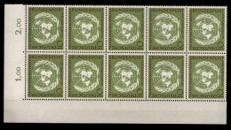 Deutschland (BRD), MiNr. 221, 10er Block, Eckrand Links Oben, Postfrisch - Unused Stamps