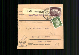 Deutsches Reich, Paketkarte Von Duderstadt Nach Dessau - Covers & Documents
