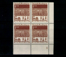 Deutschland (BRD), MiNr. 501, 4er Block Ecke Re. Unten, FN 1, Postfrisch - Neufs