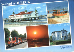 72336970 Ahlbeck Ostseebad Seebruecke Fischkutter Touristenbahn Sonnenuntergang  - Sonstige & Ohne Zuordnung