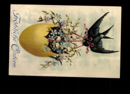 Fröhliche Ostern, Vogel Mit Osterstrauß Und Ei - Easter