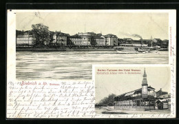 AK Biebrich A. Rh., Garten-Terrasse Des Hotel Nassau, Schloss Mit Dampfer  - Autres & Non Classés