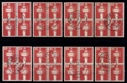 Deutschland (BRD), MiNr. 848, 8 Viererblöcke, Gestempelt - Used Stamps