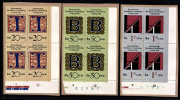 DDR, MiNr. 3245-3247 Viererblöcke, Ecken Rechts Unten, Briefstücke - Altri & Non Classificati