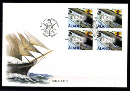 Aland, Automaten, MiNr. 8, 4 Werte, FDC - Ålandinseln