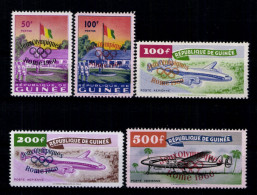 Guinea, MiNr. 49-53, Flugzeug, Postfrisch - Guinea (1958-...)