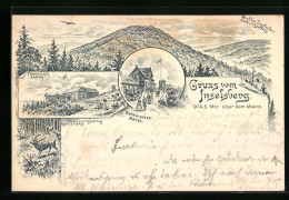 Lithographie Inselsberg, Gothaisches Hotel, Preussischer Gasthof  - Gotha