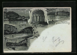 Mondschein-Lithographie Kelheim, Teilansicht Mit Befreiungshalle, Kloster Weltenburg  - Kelheim