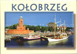 72333286 Kolobrzeg Polen Leuchtturm Mit Bastion Hafen Segelschiff Motorboot Kolo - Polen