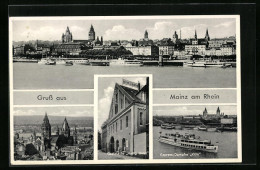 AK Mainz, Panorama Der Stadt, Dom, Gaststätte Heilig Geist, Dampfer Köln  - Mainz