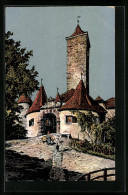 AK Rothenburg O. T., Stadttor Und Frau Mit Heuwagen  - Rothenburg O. D. Tauber