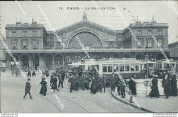 Cf82 Cartolina Paris La Gare De L'est Stazione Tram  1916 Francia France - Andere & Zonder Classificatie