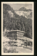 AK Berchtesgaden, Fremdenheim Haus Körber, Am Bahnhof, Ansicht Im Schnee  - Berchtesgaden