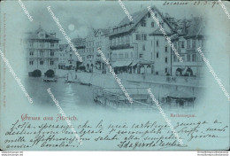 Cf71 Cartolina Gruss Aus Zurich Rathausquai Svizzera Suisse 1900 - Andere & Zonder Classificatie