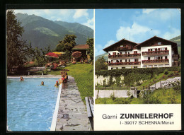 Cartolina Schenna /Meran, Hotel Garni Zunnelerhof, Georgenstrasse 7, Pool  - Other & Unclassified