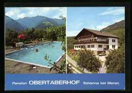Cartolina Schenna /Meran, Pension Obertaberhof, Bes. Fam. Alois Hörmann, Gäste Im Pool  - Autres & Non Classés