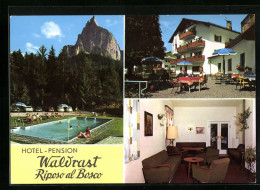 Cartolina Seis Am Schlern, Hotel Waldrast, Freibad, Innenansicht  - Autres & Non Classés