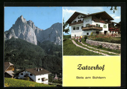 Cartolina Seis Am Schlern, Pension Zatzerhof, Bauernhaus Vor Bergpanorama  - Autres & Non Classés