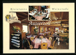 Cartolina Kastelruth, Restaurant Ausserzoll Mit Weinstube, Innenschau  - Autres & Non Classés