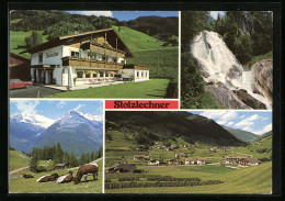 Cartolina St. Jakob /Ahrntal, Pension Stolzlechner, Wafferfall, Ortsansicht  - Other & Unclassified