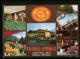 Cartolina Dorf Tirol Bei Meran, Hotel Erika Mit Schwimmbad  - Autres & Non Classés